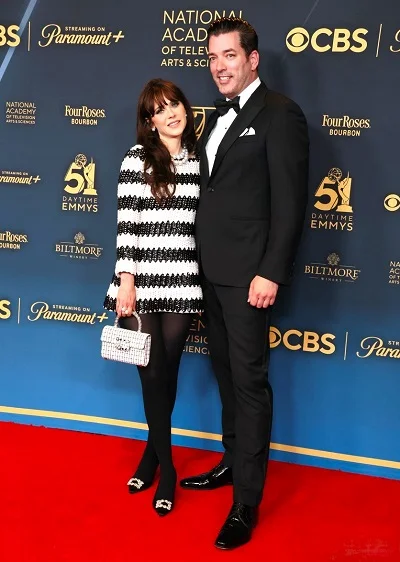 Zooey Deschanel and Jonathan Scott at Daytime Emmys 2024